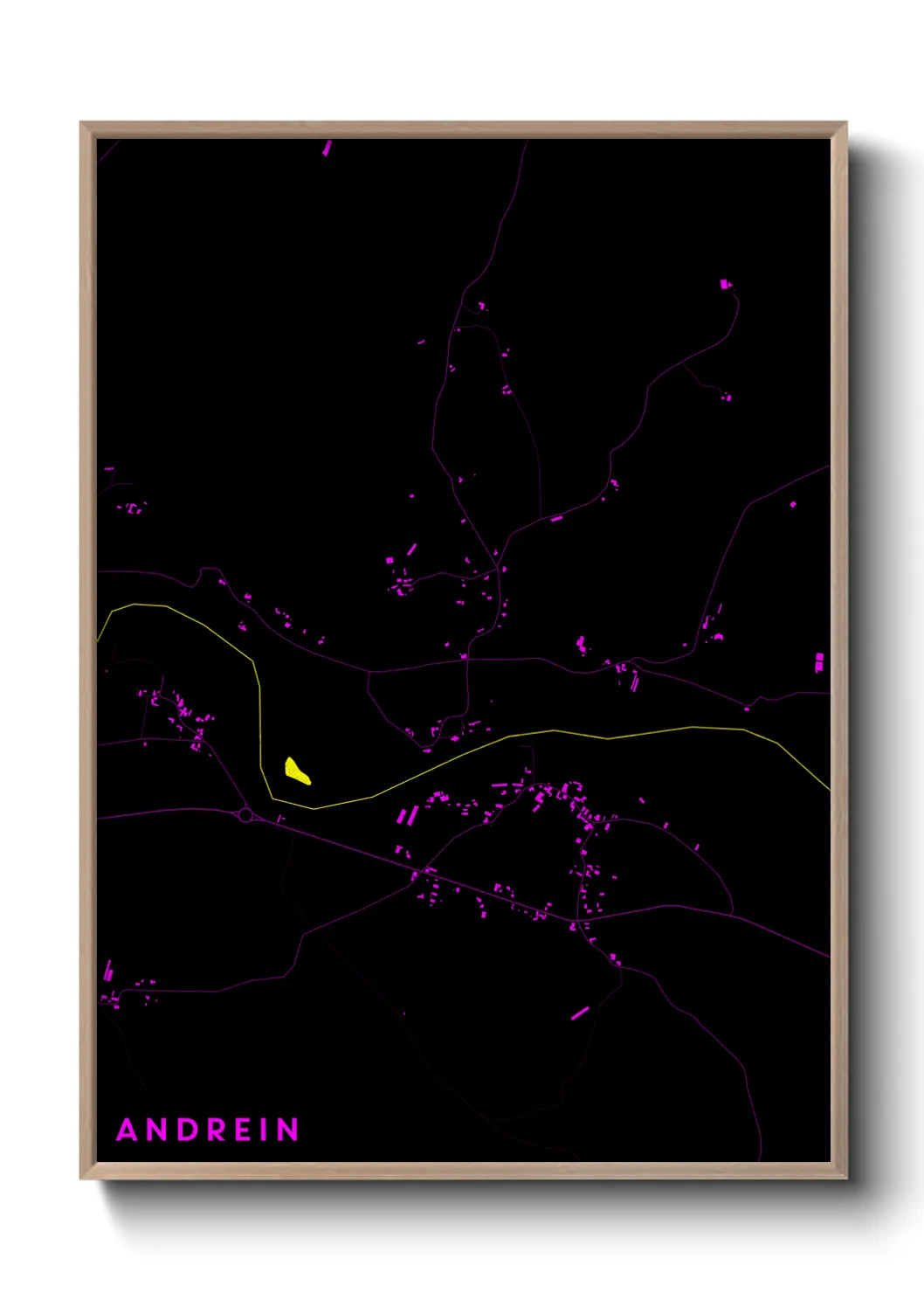 Une affiche de carte sur Andrein