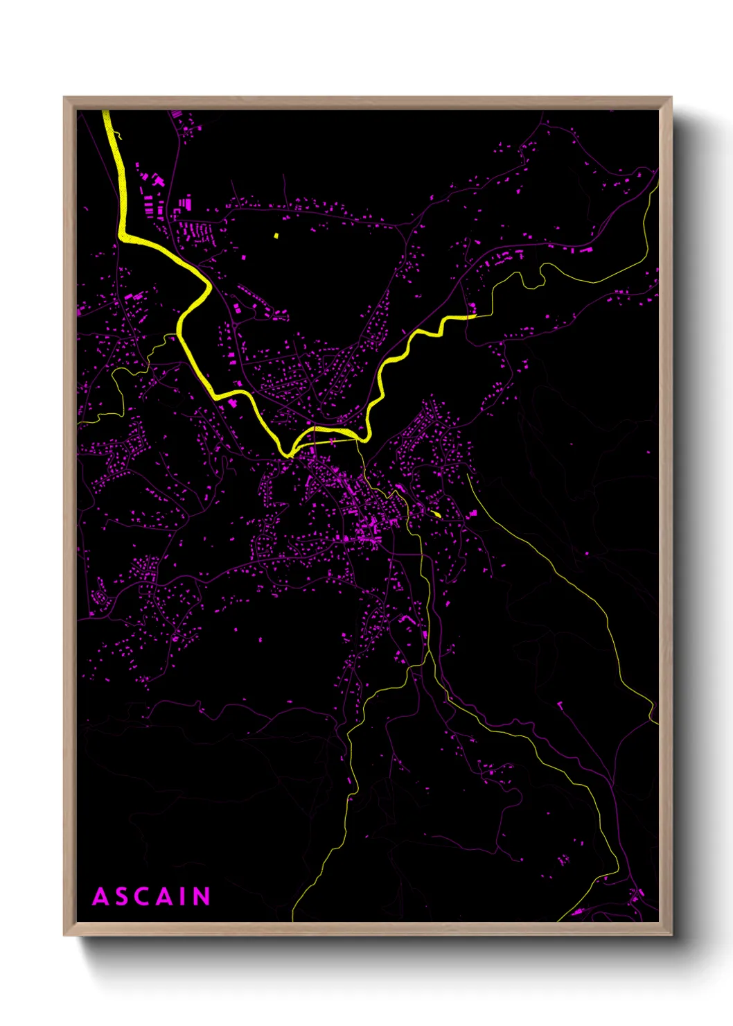 Une affiche de carte sur Ascain