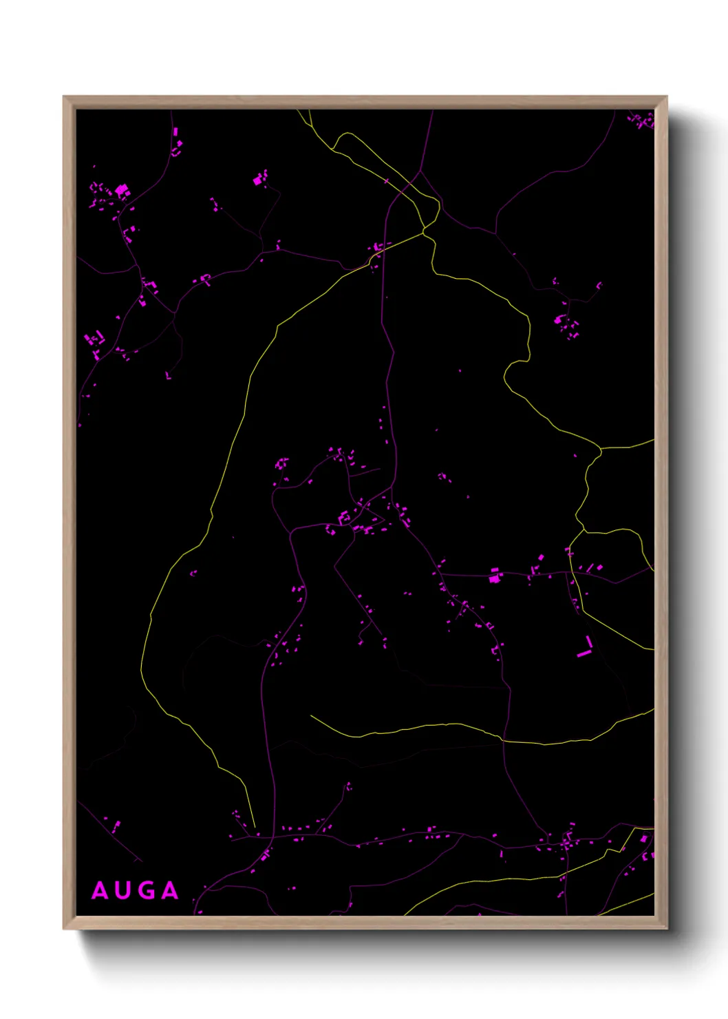 Une affiche de carte sur Auga