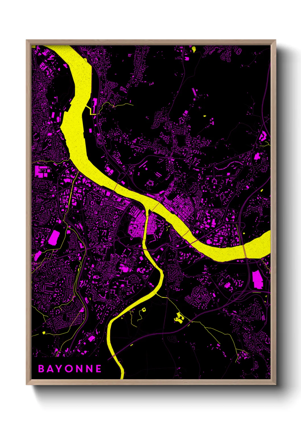 Une affiche de carte sur Bayonne