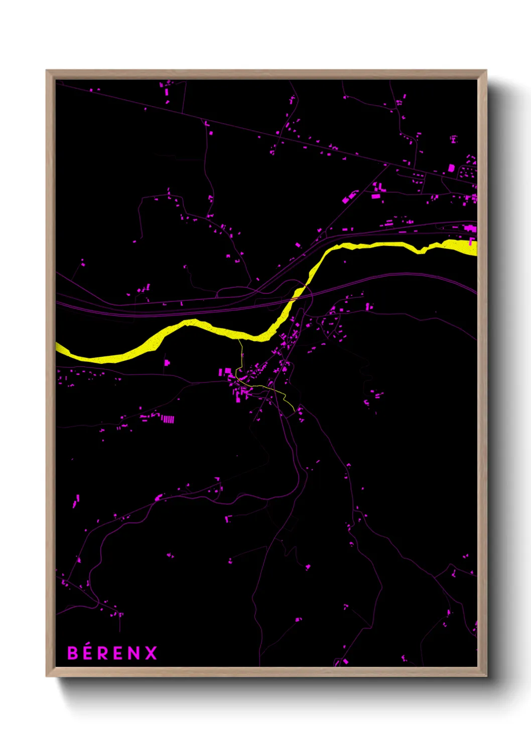 Une affiche de carte sur Bérenx