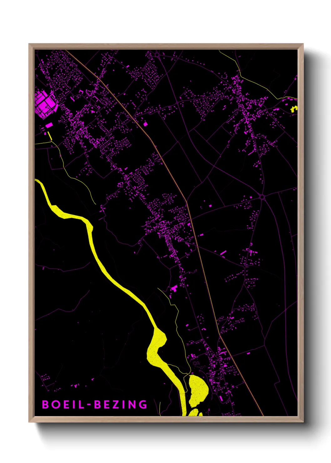 Une affiche de carte sur Boeil-Bezing