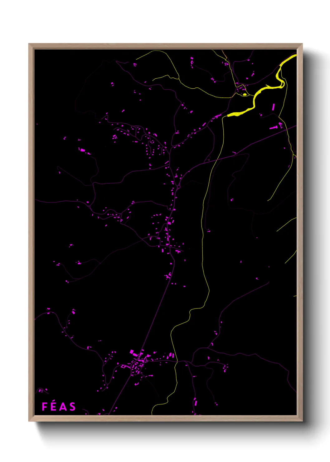 Une affiche de carte sur Féas