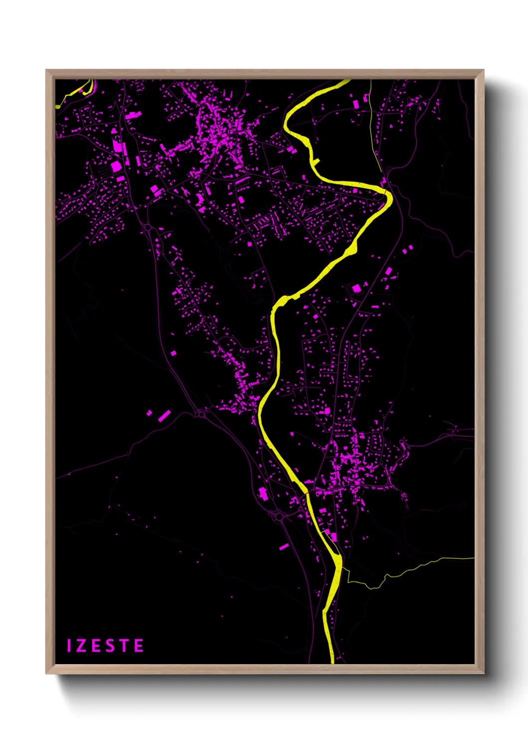 Une affiche de carte sur Izeste