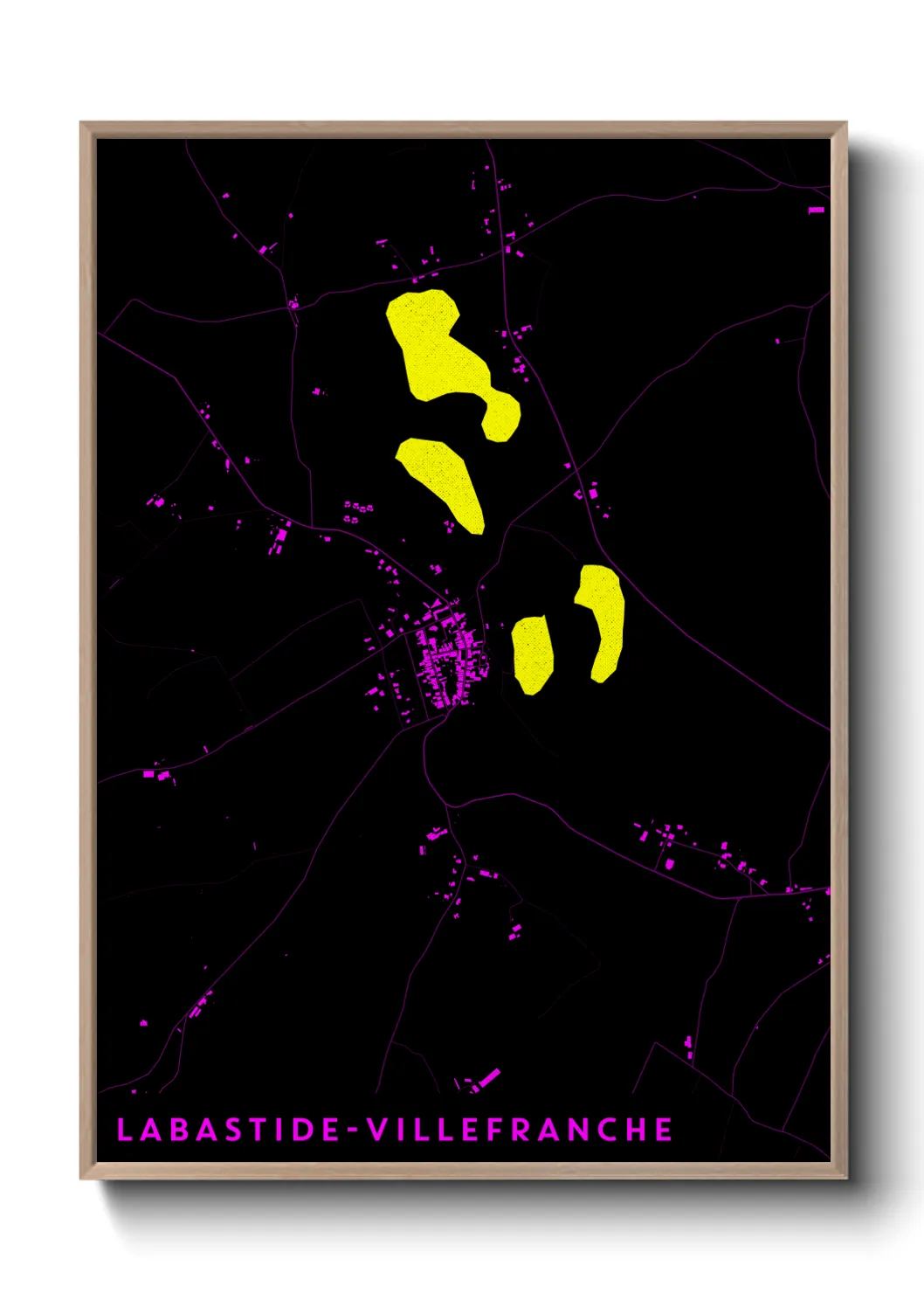 Une affiche de carte sur Labastide-Villefranche