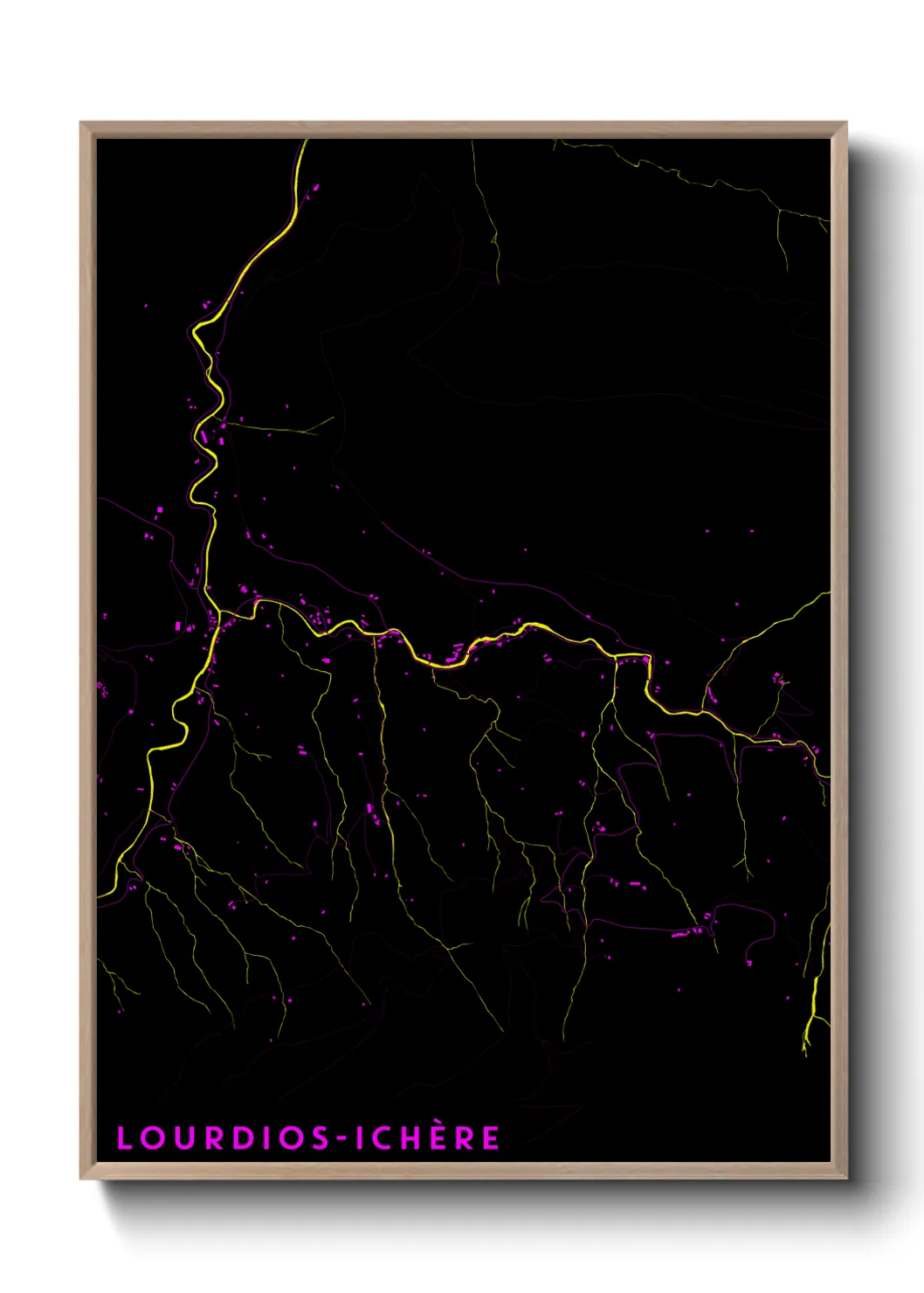 Une affiche de carte sur Lourdios-Ichère
