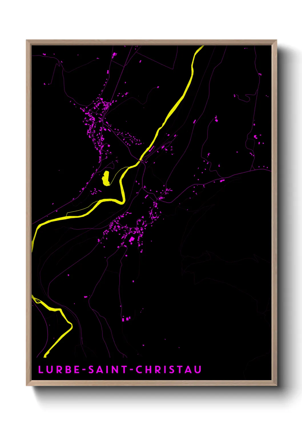 Une affiche de carte sur Lurbe-Saint-Christau