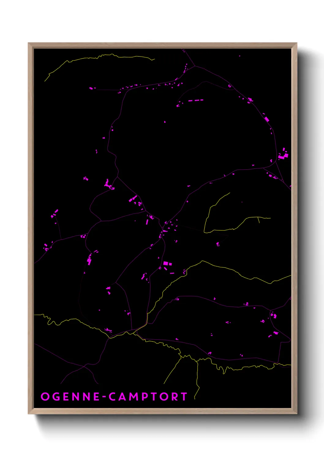Une affiche de carte sur Ogenne-Camptort