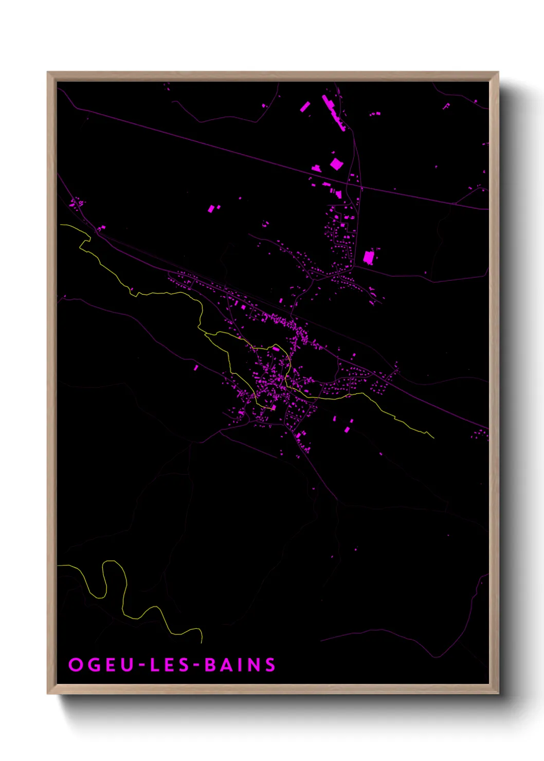 Une affiche de carte sur Ogeu-les-Bains