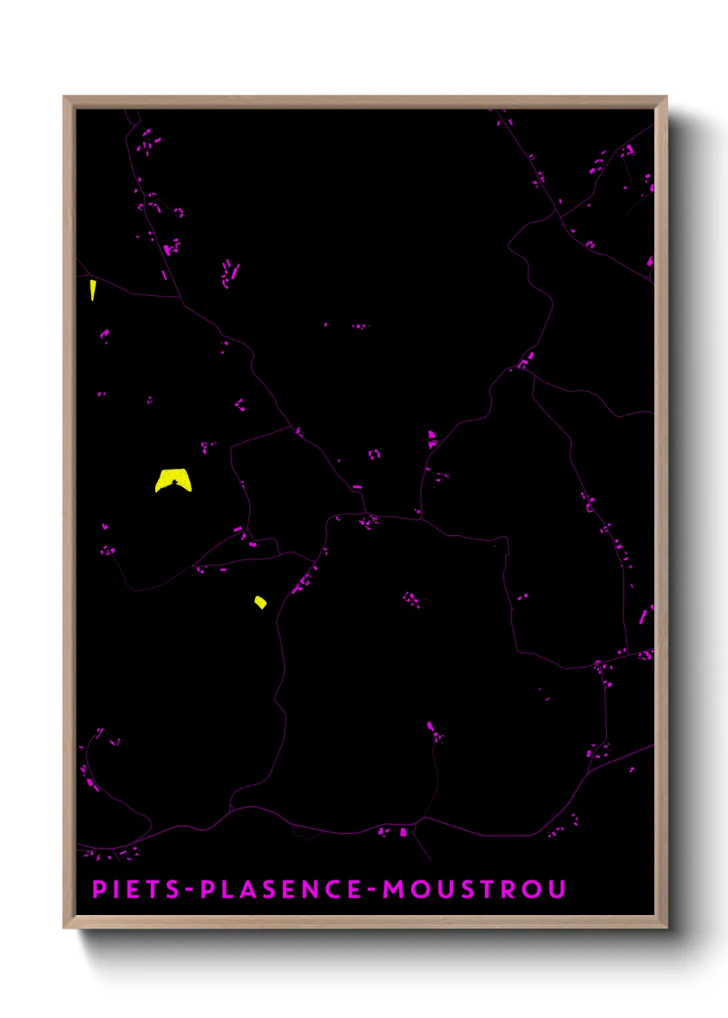 Une affiche de carte sur Piets-Plasence-Moustrou