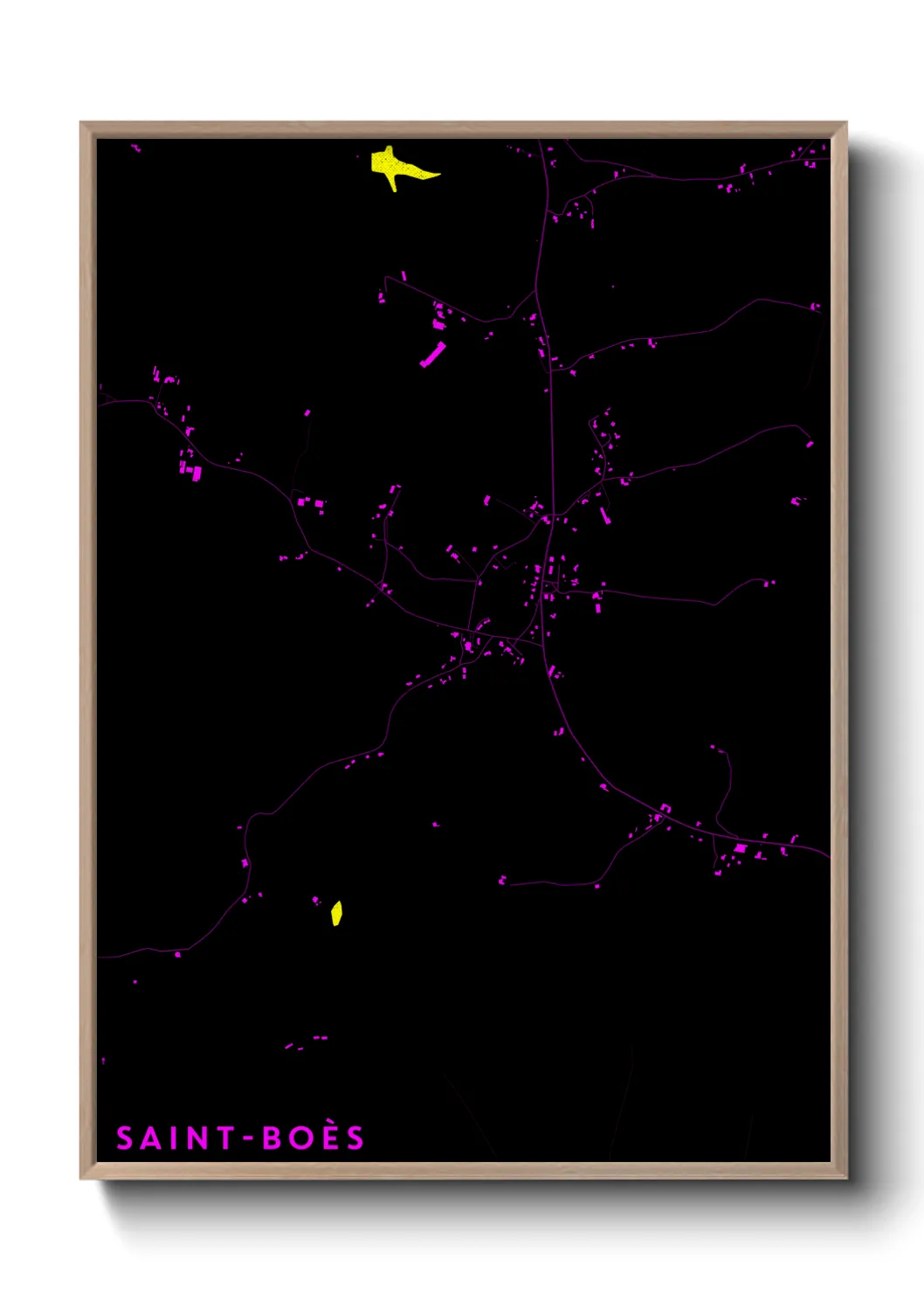 Une affiche de carte sur Saint-Boès