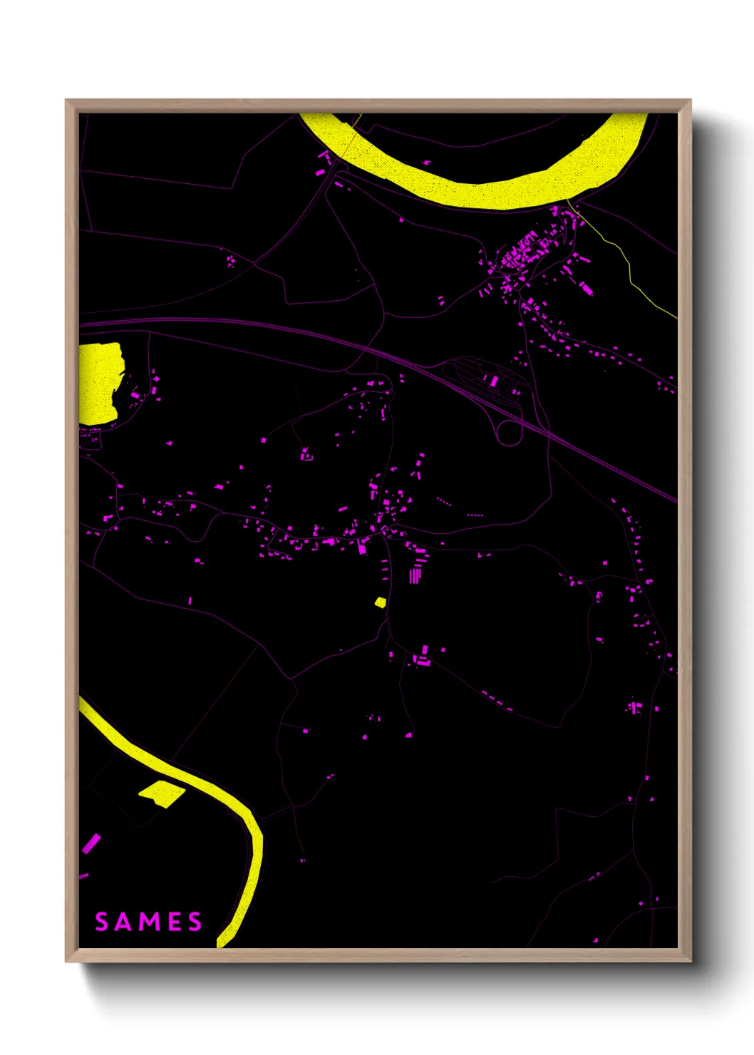 Une affiche de carte sur Sames