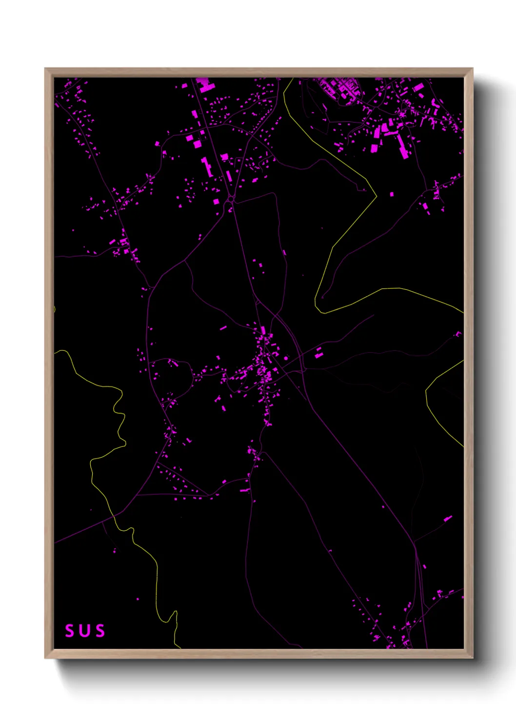 Une affiche de carte sur Sus