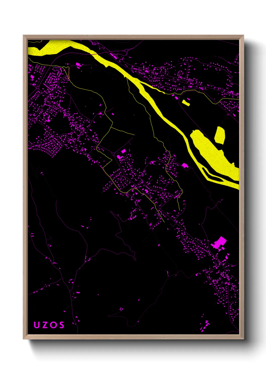 Une affiche de carte sur Uzos