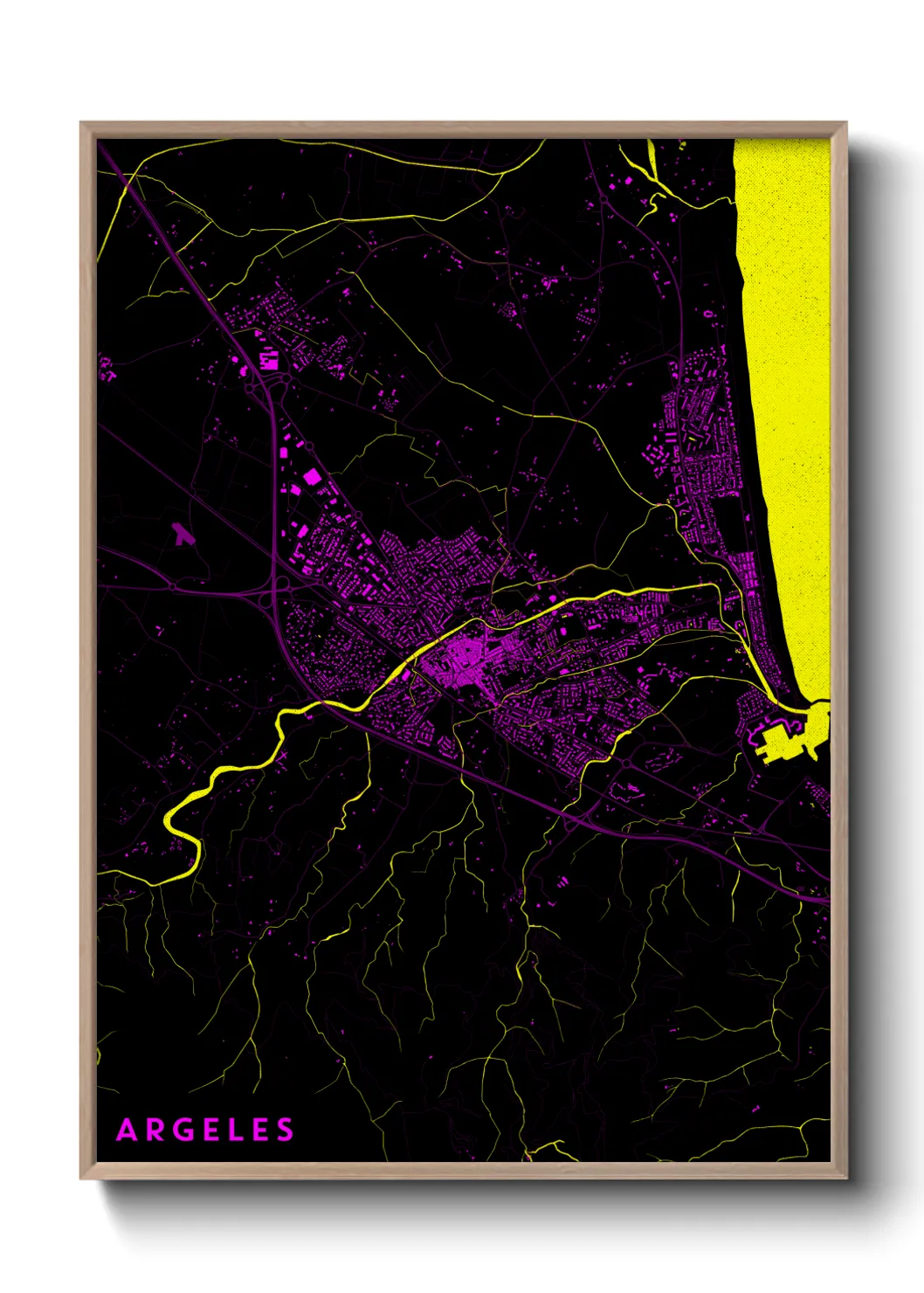 Une affiche de carte sur Argeles
