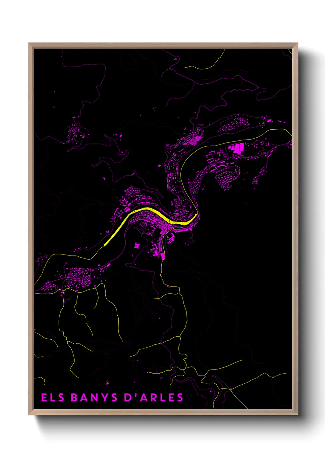 Une affiche de carte sur els Banys d'Arles