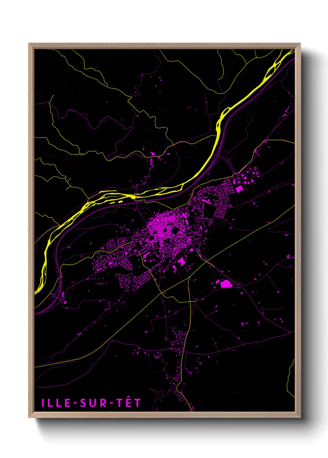 Une affiche de carte sur Ille-sur-Têt