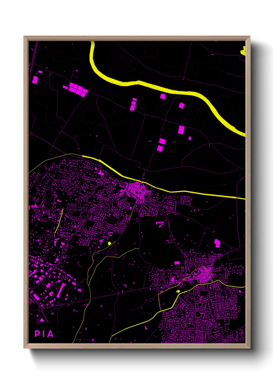 Une affiche de carte sur Pia