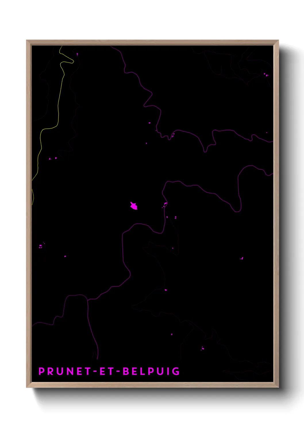 Une affiche de carte sur Prunet-et-Belpuig