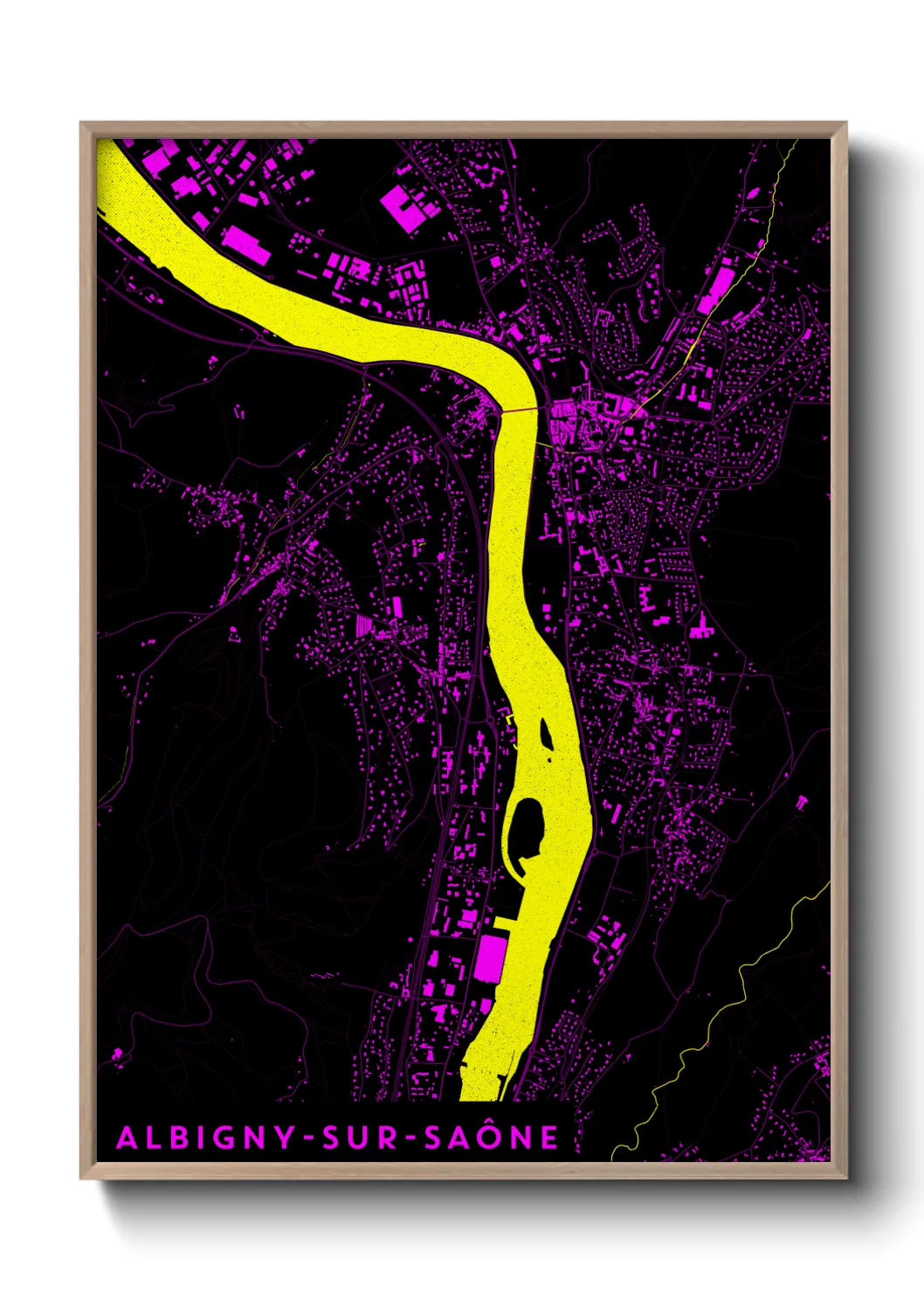 Une affiche de carte sur Albigny-sur-Saône