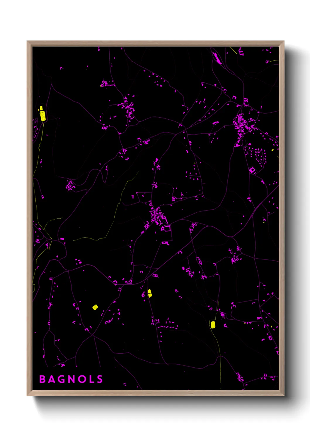 Une affiche de carte sur Bagnols