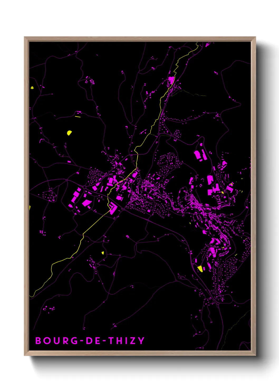 Une affiche de carte sur Bourg-de-Thizy