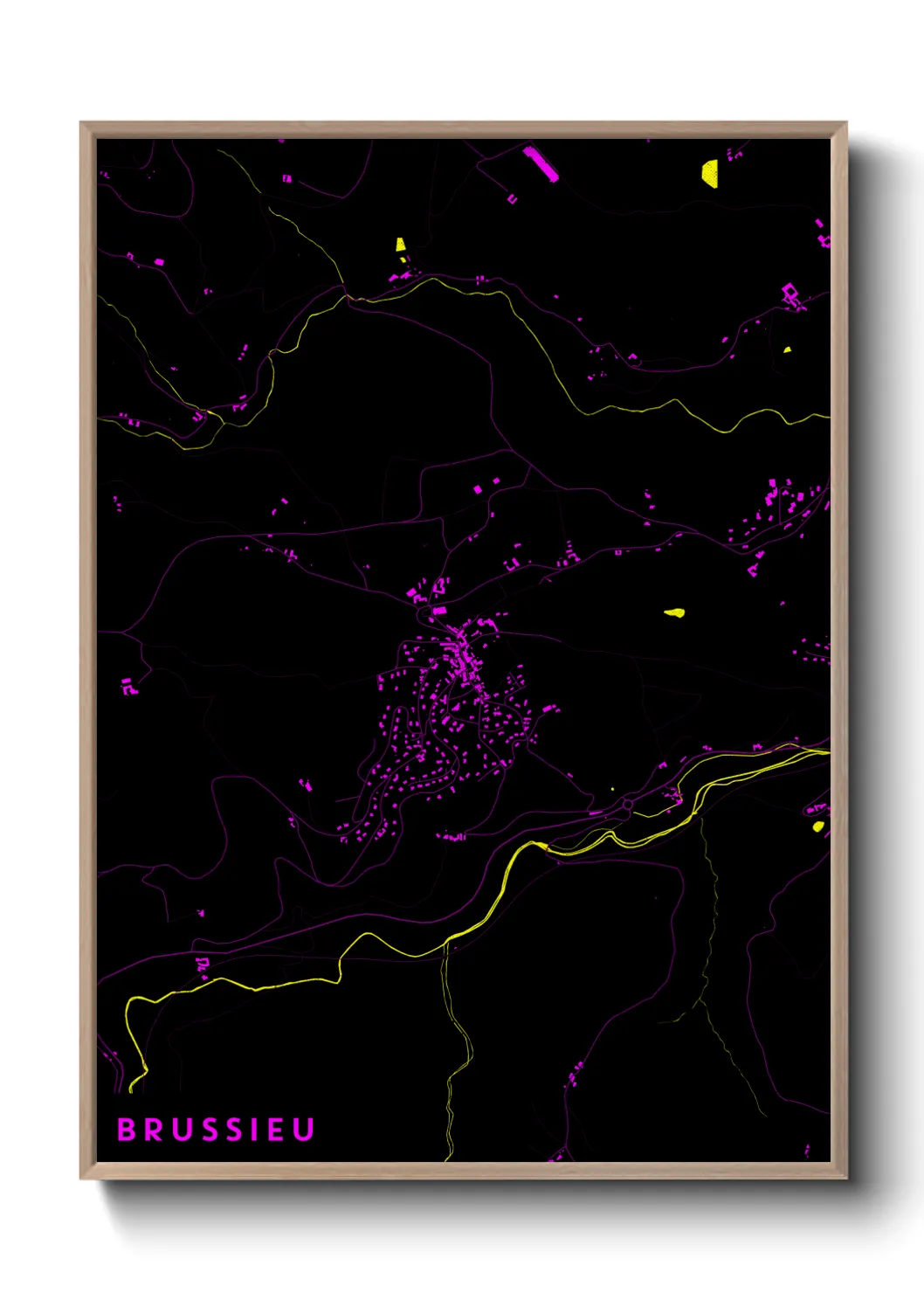 Une affiche de carte sur Brussieu