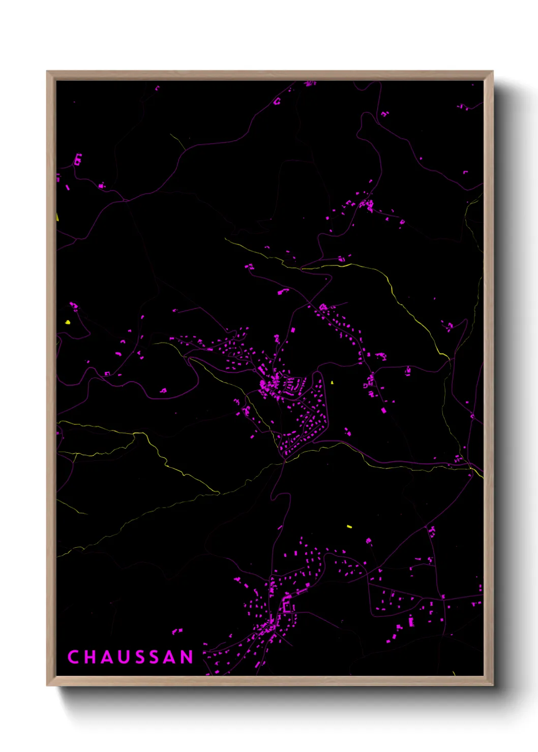 Une affiche de carte sur Chaussan