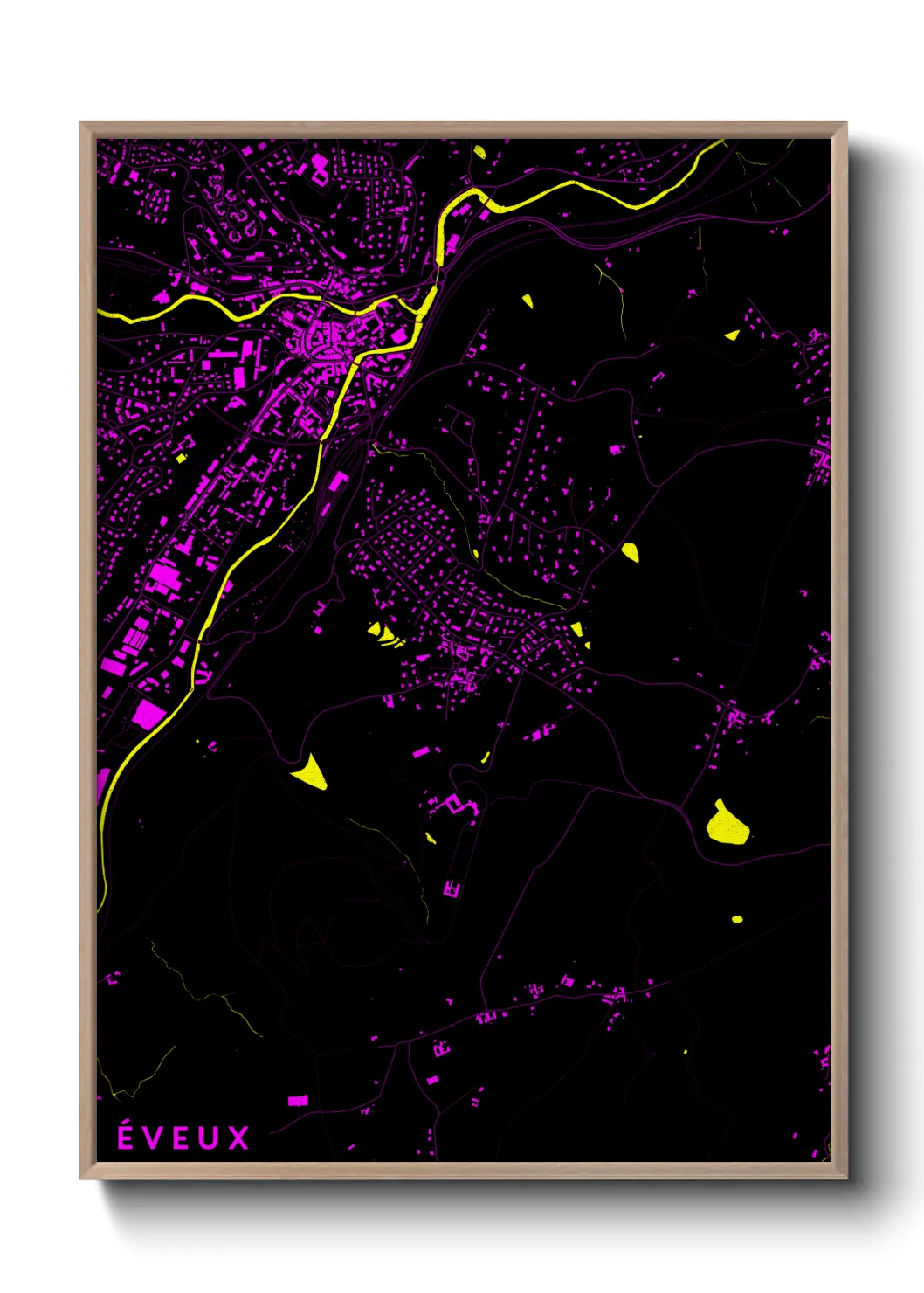 Une affiche de carte sur Éveux