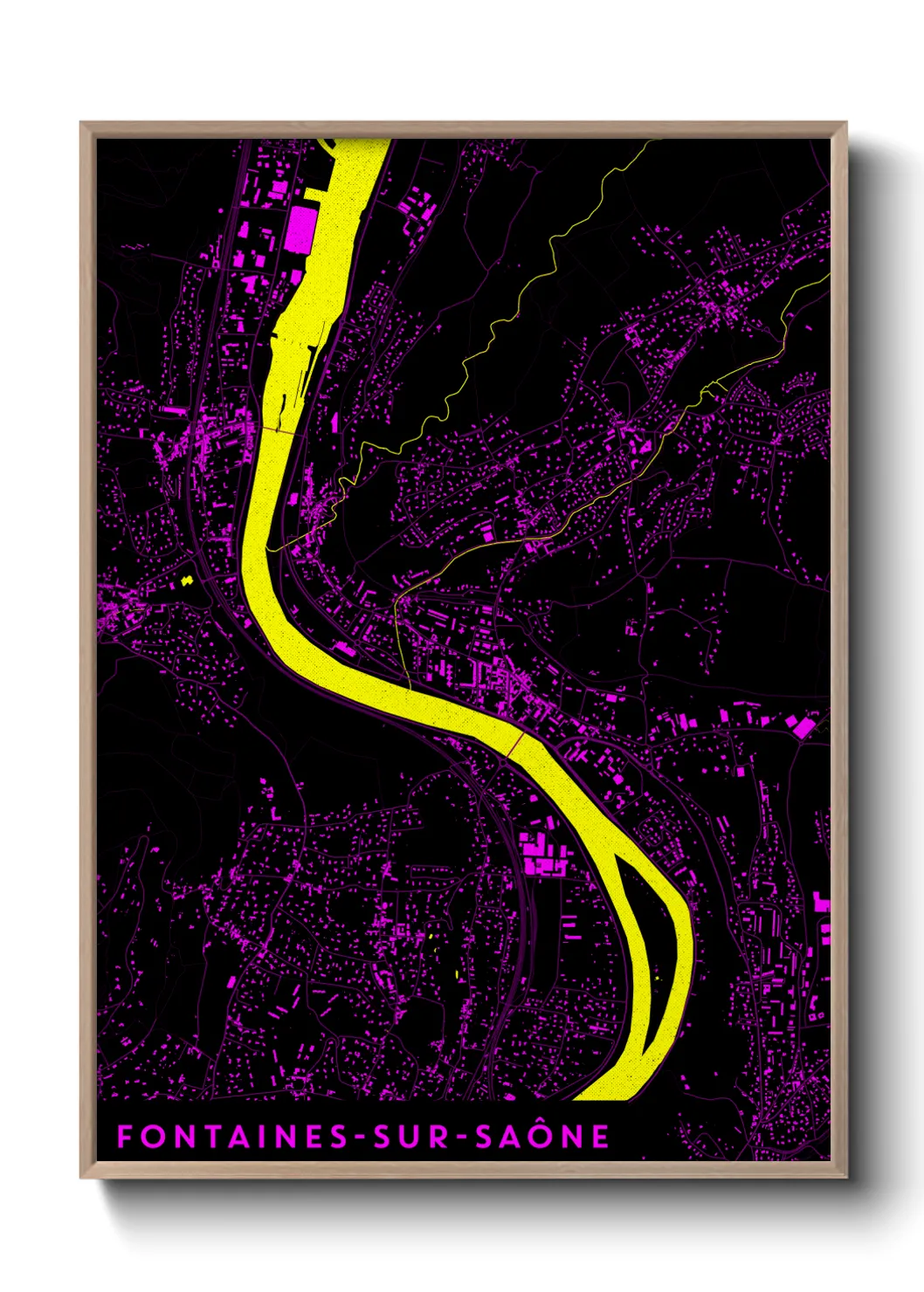 Une affiche de carte sur Fontaines-sur-Saône