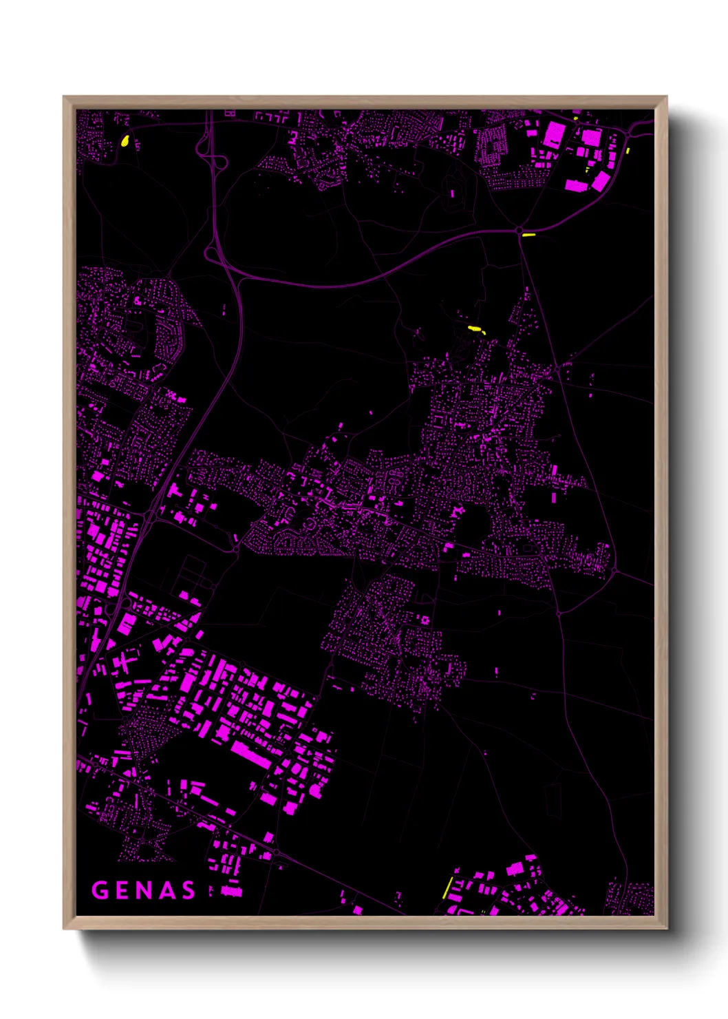 Une affiche de carte sur Genas