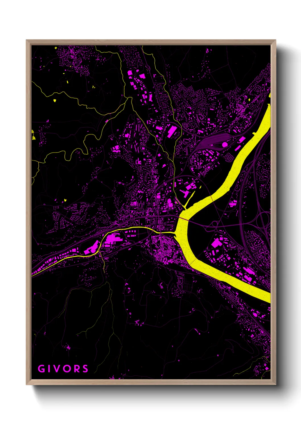 Une affiche de carte sur Givors