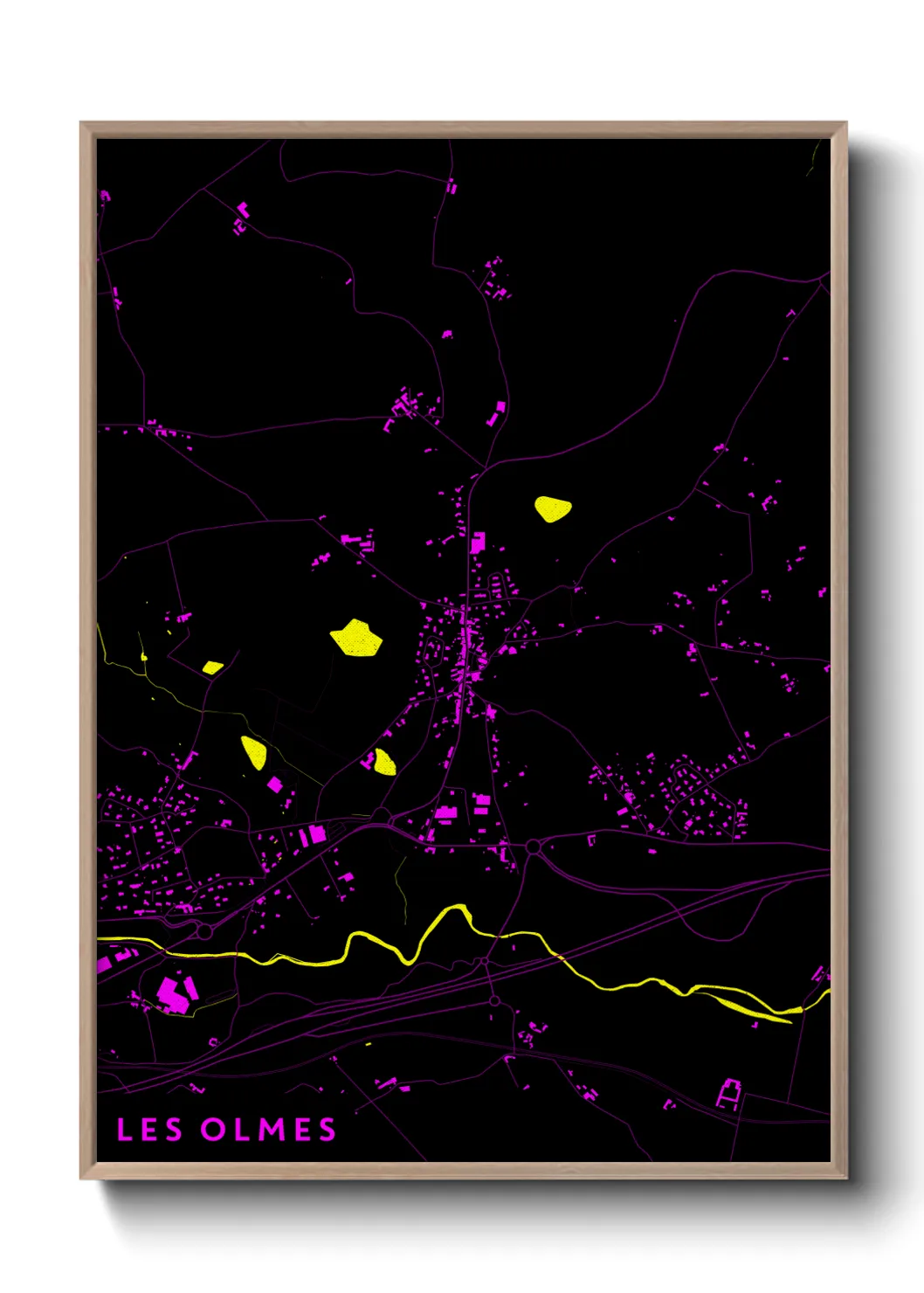 Une affiche de carte sur Les Olmes