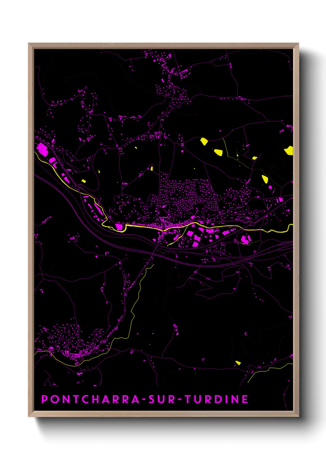 Une affiche de carte sur Pontcharra-sur-Turdine