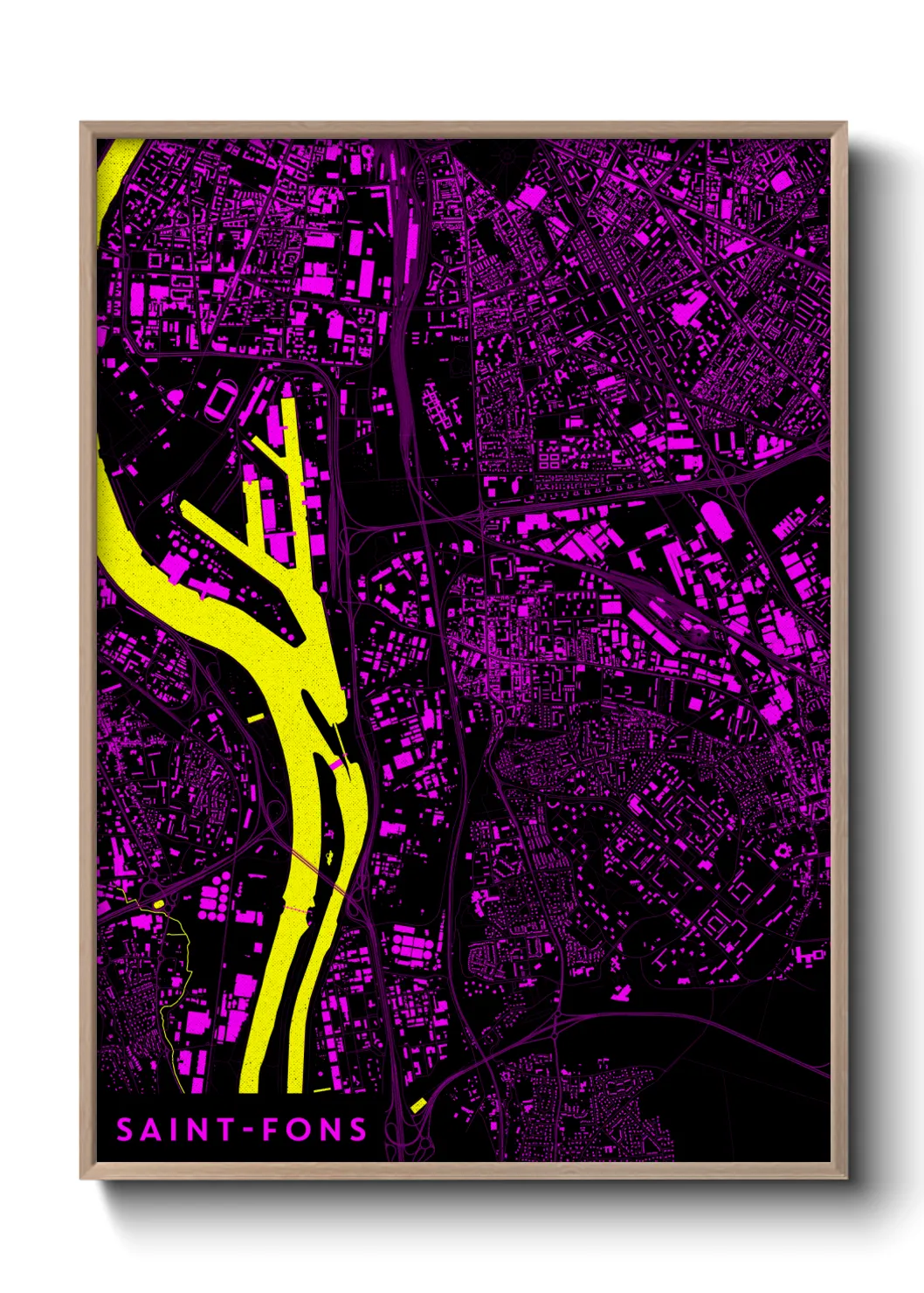 Une affiche de carte sur Saint-Fons