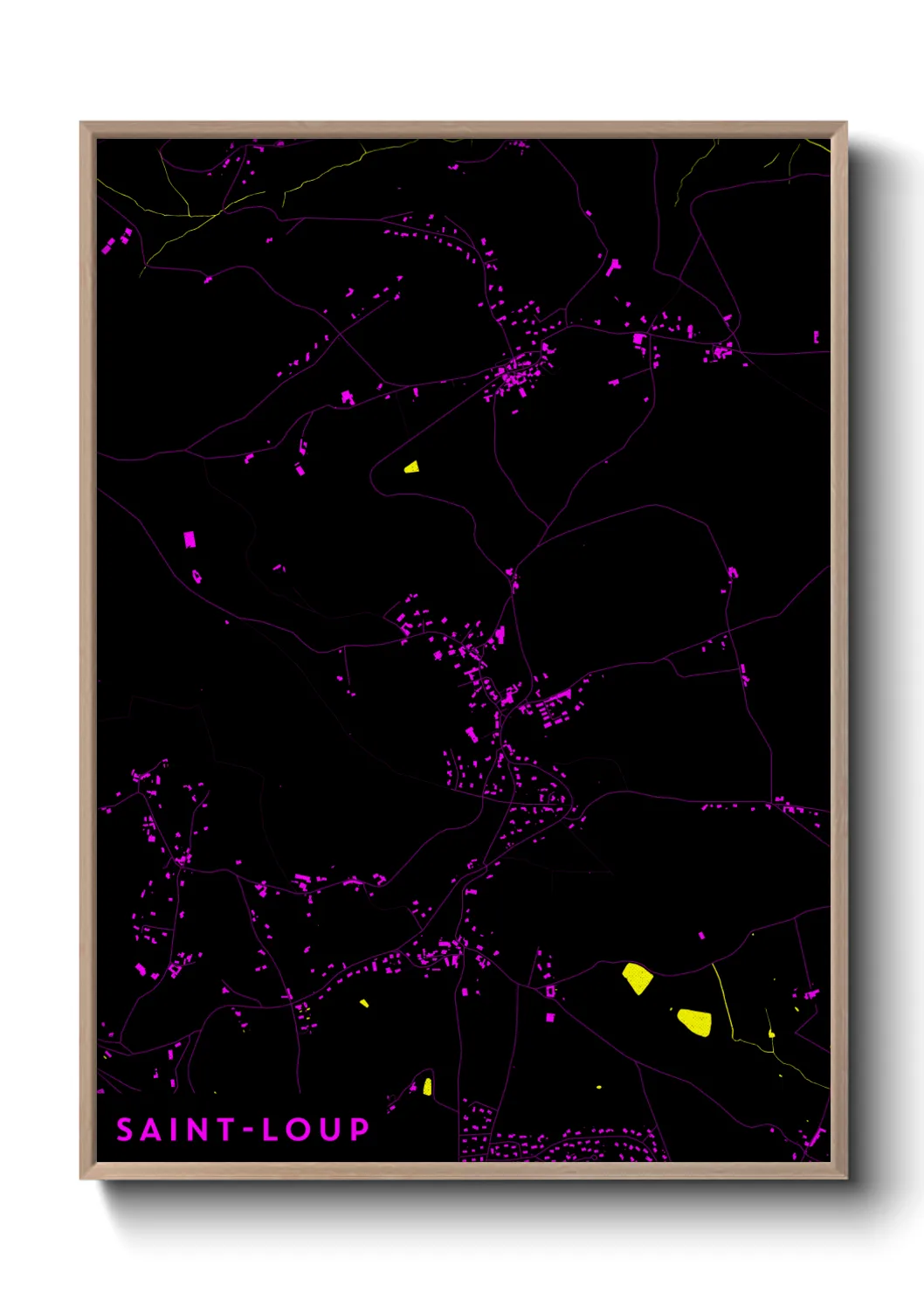 Une affiche de carte sur Saint-Loup