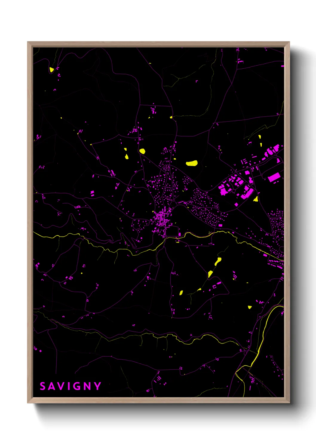 Une affiche de carte sur Savigny