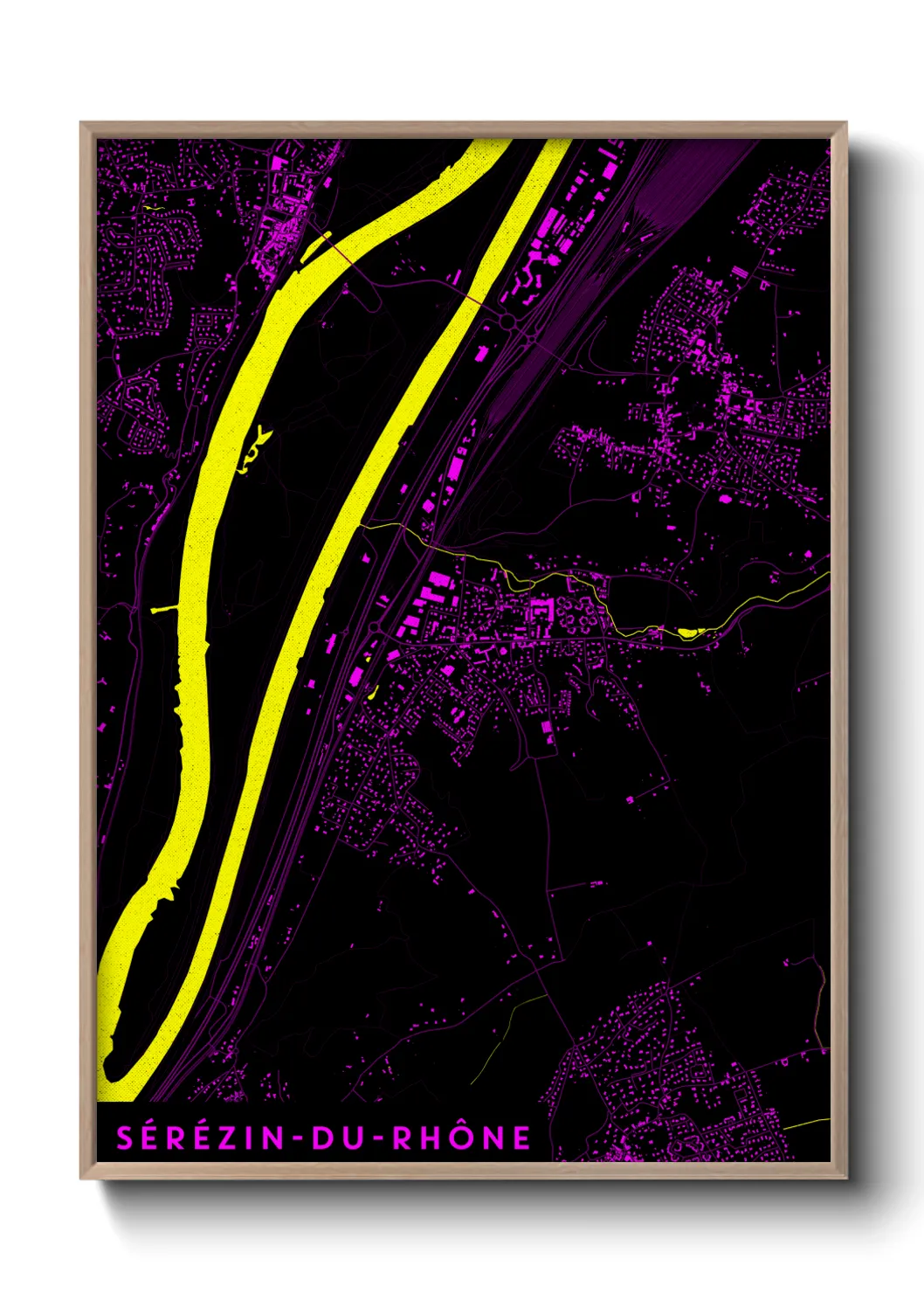 Une affiche de carte sur Sérézin-du-Rhône