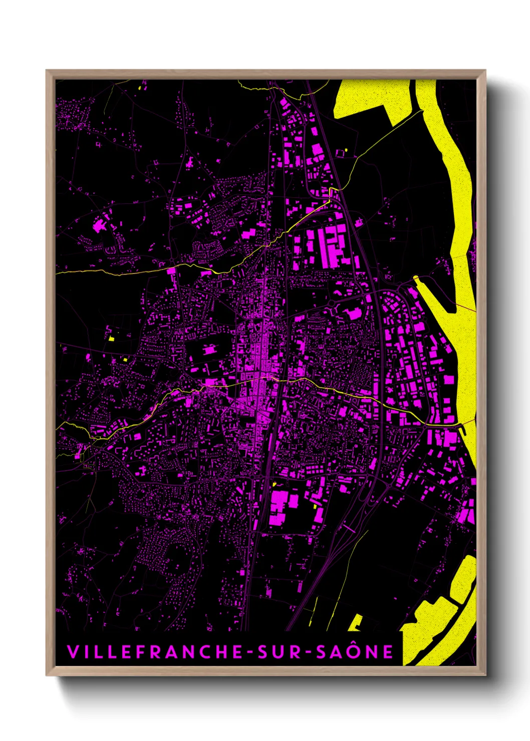 Une affiche de carte sur Villefranche-sur-Saône