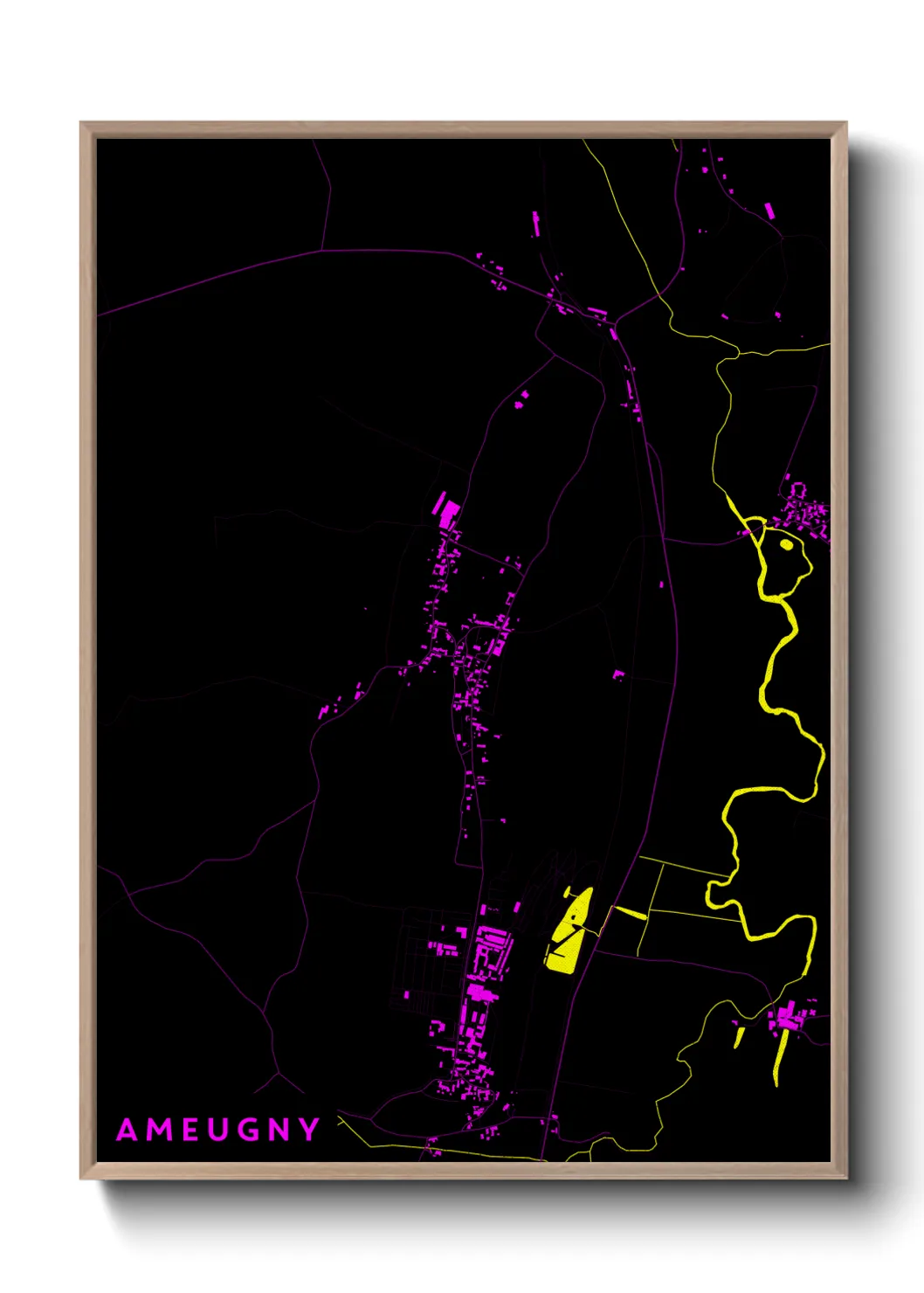 Une affiche de carte sur Ameugny