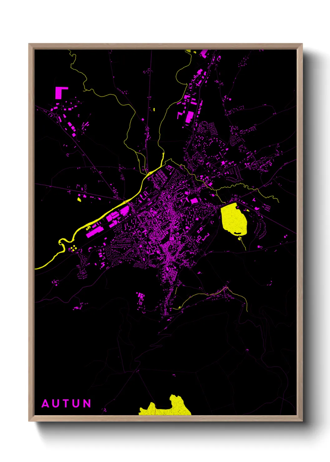 Une affiche de carte sur Autun