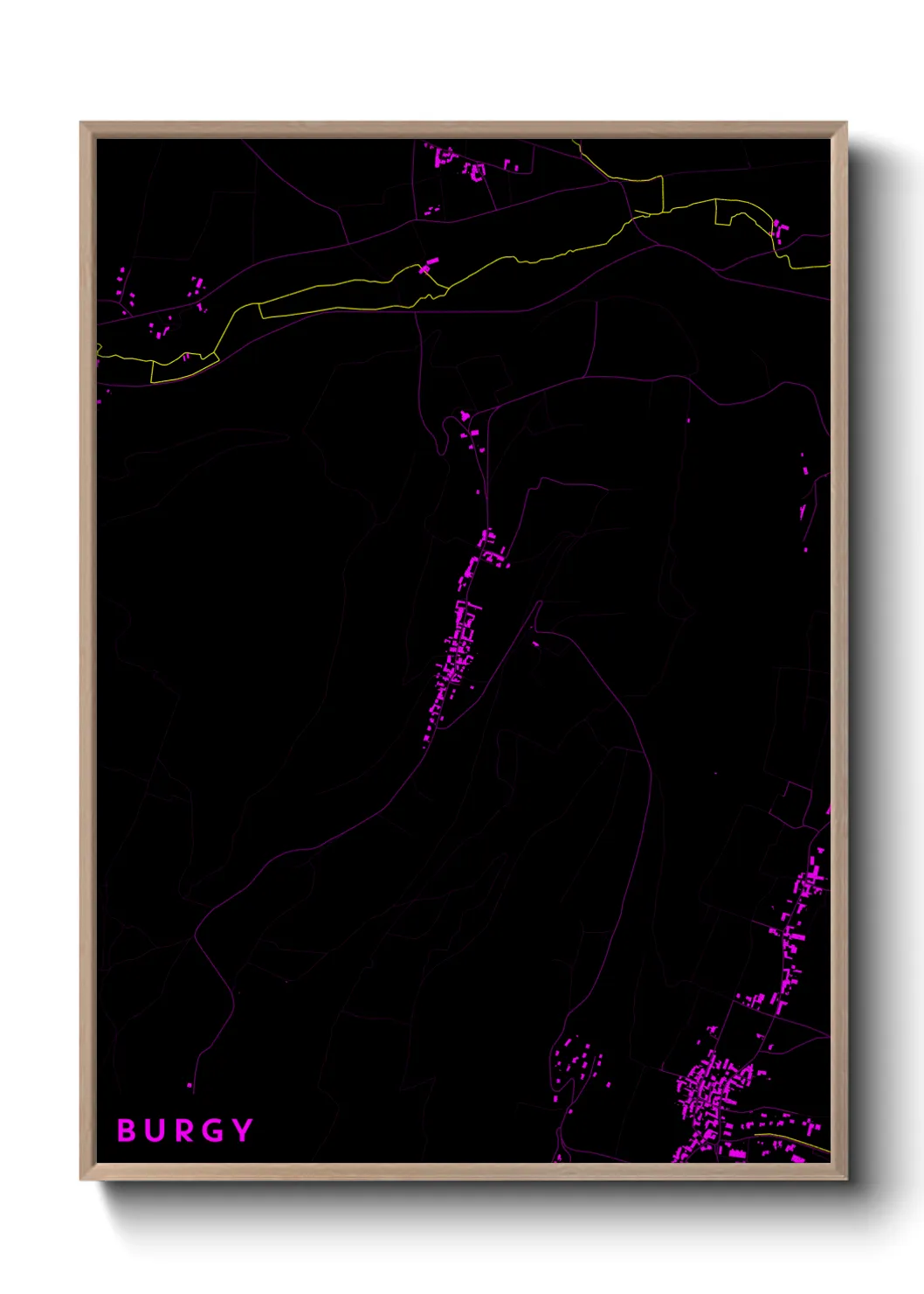 Une affiche de carte sur Burgy