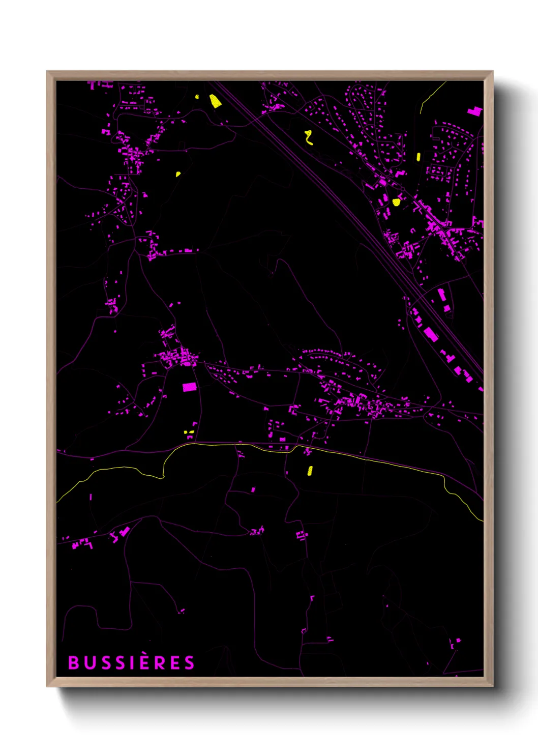Une affiche de carte sur Bussières