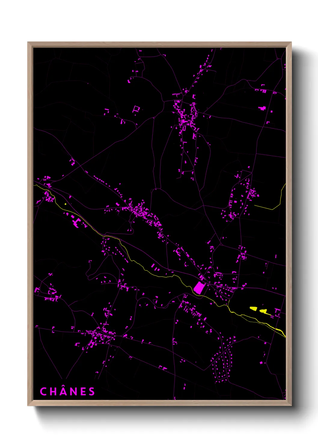 Une affiche de carte sur Chânes