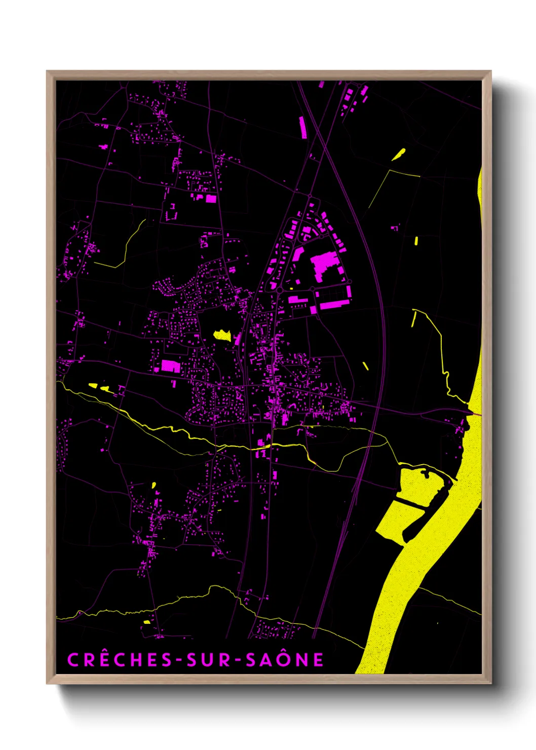 Une affiche de carte sur Crêches-sur-Saône