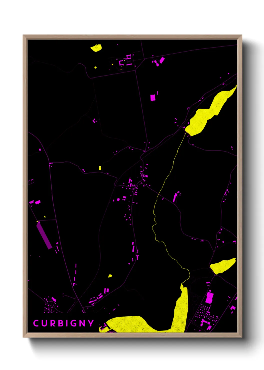 Une affiche de carte sur Curbigny