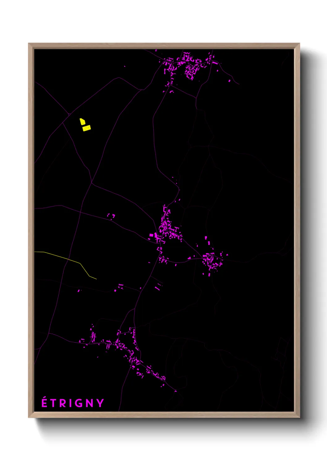 Une affiche de carte sur Étrigny