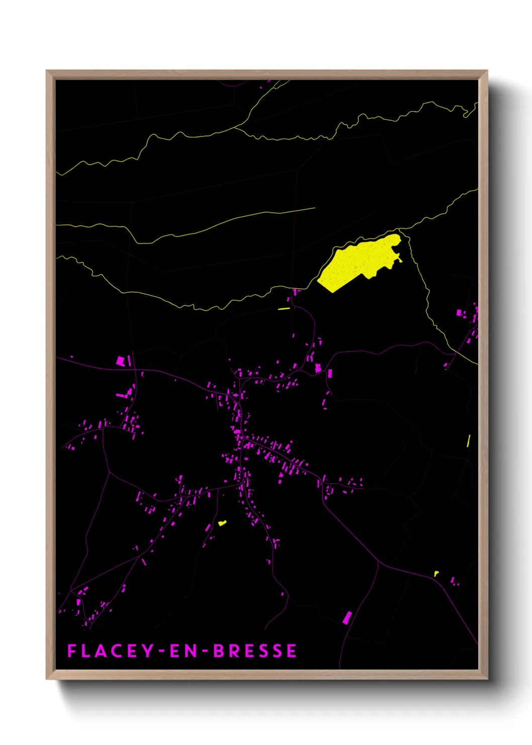 Une affiche de carte sur Flacey-en-Bresse
