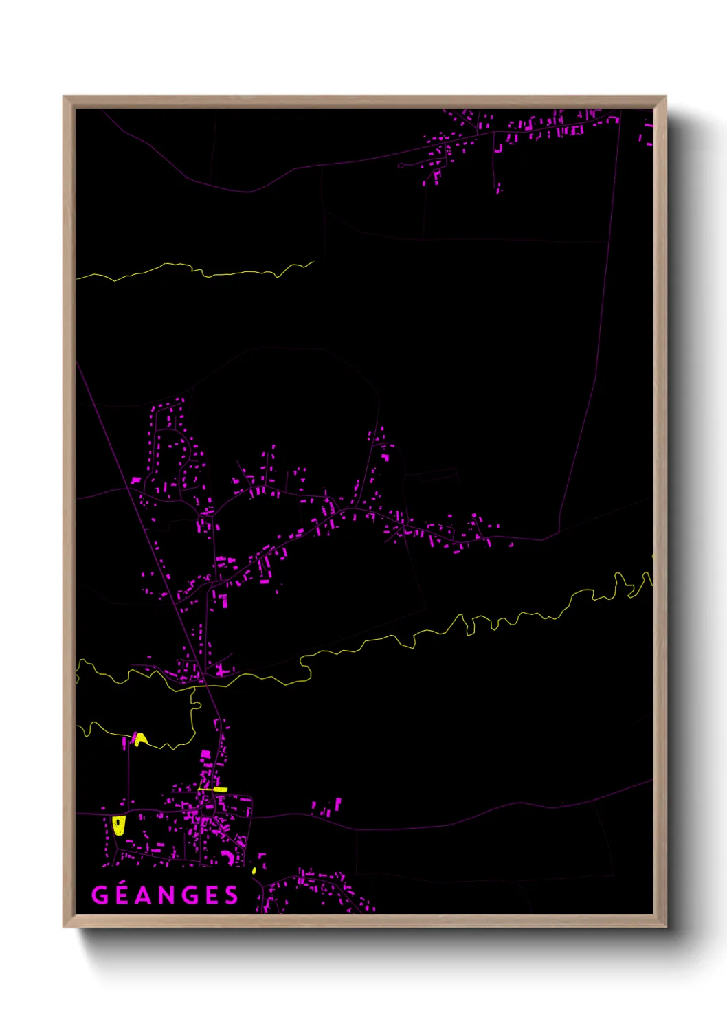 Une affiche de carte sur Géanges