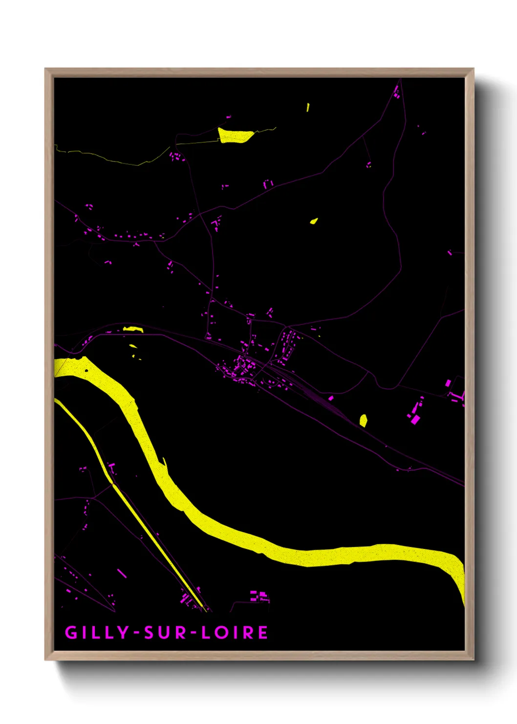 Une affiche de carte sur Gilly-sur-Loire